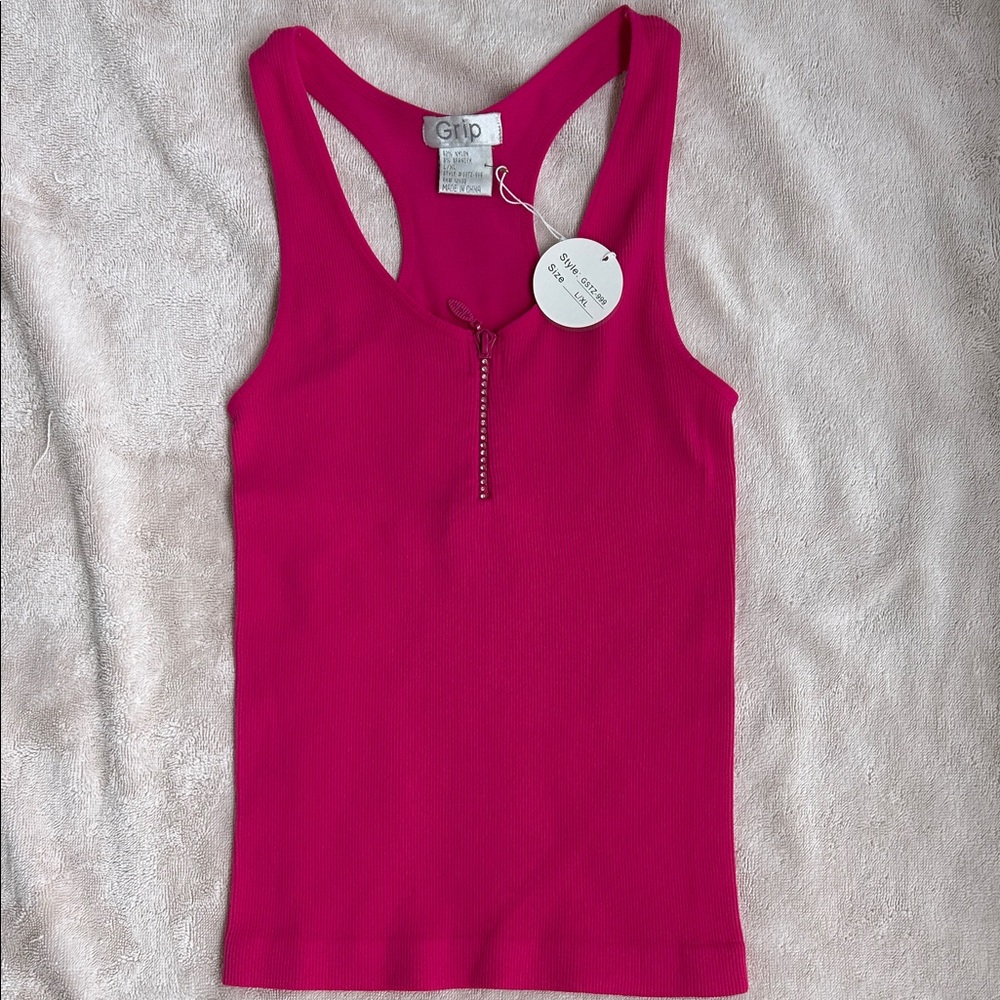 Sparkle zipper soft ribbed tank